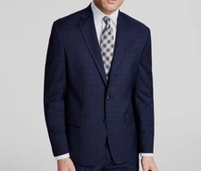 Michael Kors Men's Blue Classic-Fit Wool-Blend Suit Separate Jacket Size 44S