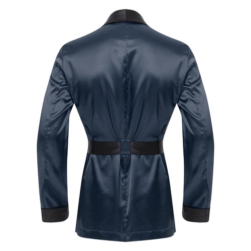Men's Satin Smoking Jacket Pajamas Bathrobe Kimono Robe Sleepwear Nightwear - Picture 44 of 127