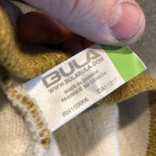BULA Kopfbedeckung Winter Strick Ski Mütze Beanie Totenkopf Mütze Senf Wollmischung Kanada - Bild 5 von 6