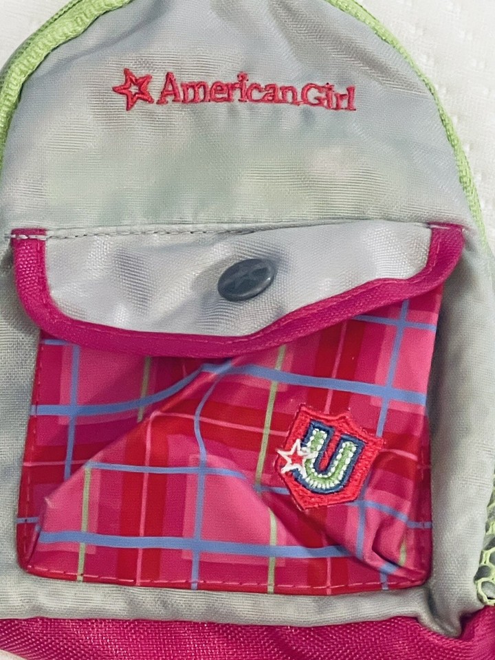 American Girl Doll INNERSTAR U Pink Plaid SCHOOL BACKPACK SET water