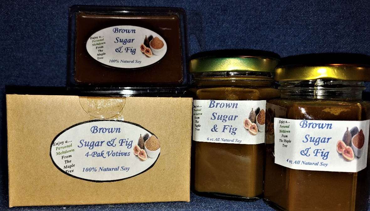 Hand Poured Fall Autumn Scents Soy Candles, Tarts & Votives - Brown Sugar & Fig