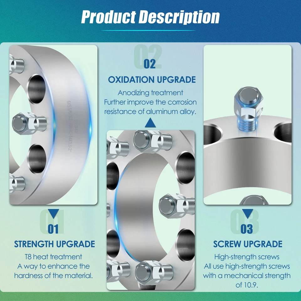 4 piezas espaciadores de rueda 2" 6x5,5 14x1,5 para Chevy Silverado 1500 Suburban GMC Sierra Foto 3 de 4