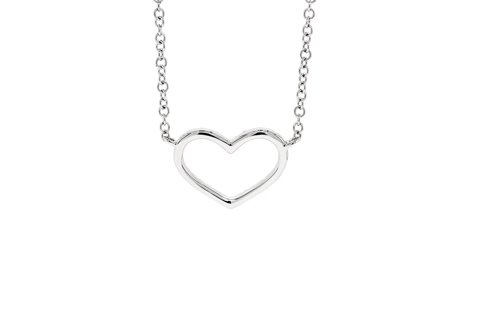 14k Heart Necklace Pendant Solid Gold Ladies Heart Natural Genuine Diamond .08ct - Image 2 of 4