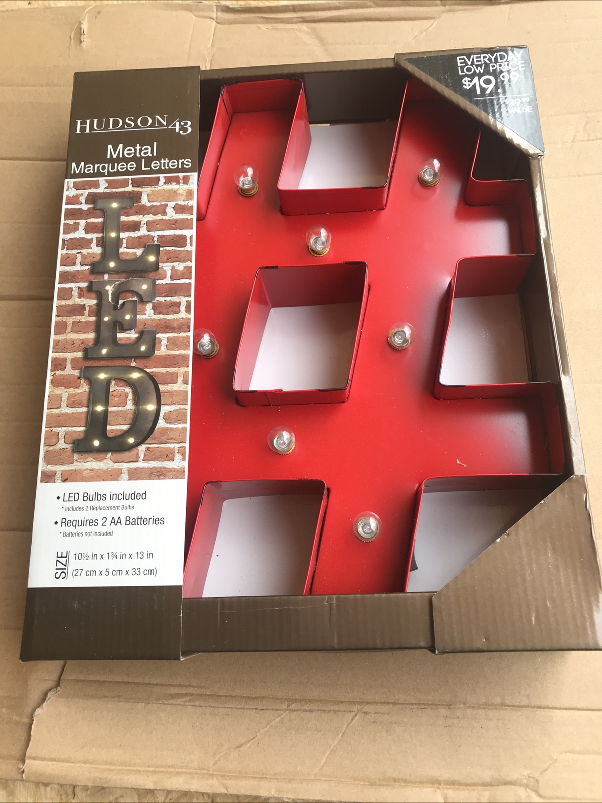 Hudson 43 Metal Marquee Letters Leds Bulbs Included Requires 2 AA Batteries not 