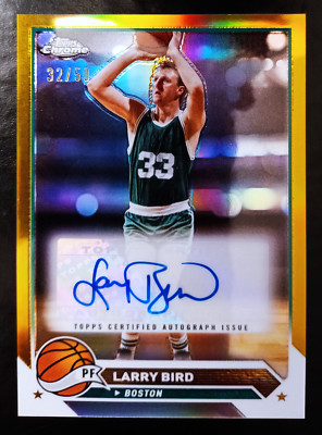 LARRY BIRD-2024 Topps Chrome (#32/50) GOLD REFRACTOR AUTO/AUTOGRAPH-RARE