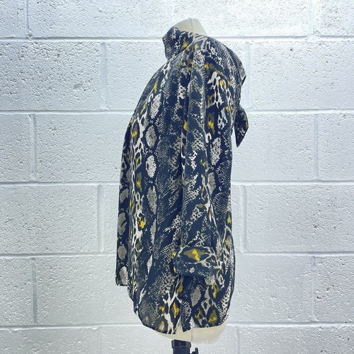 DOROTHY PERKINS BLACK SNAKE PRINT CHIFFON BLOUSE YELLOW LONG SLEEVE TIE UK 14 - Picture 3 of 6