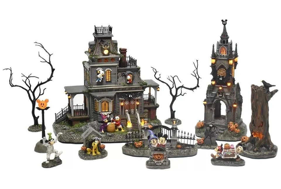 COSTCO Disney Halloween Village Musical Haunted House Set of 12 Lights ...