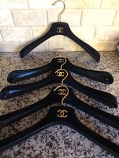 Chanel NEW SET 5 CHANEL BLACK VELVET GOLD CC LOGO HANGER JACKET SUIT 15"-16"