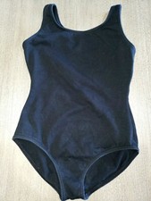CAPEZIO girls solid black 1 pc DANCE LEOTARD SLEEVELESS size large SOFT 