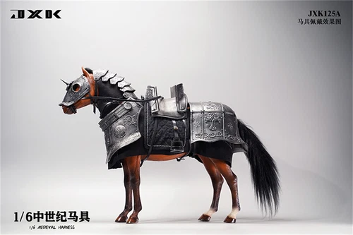 JXK125 1:6 Retro Medievale Cavallo Imbracatura per 1/6 Resina Cavallo Statua Modellino - Foto 3 di 12