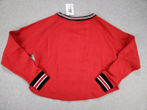Womens Pressbox Red Wisconsin Badgers Shirt Crop Top Sweatshirt SZ Medium - Picture 10 of 13