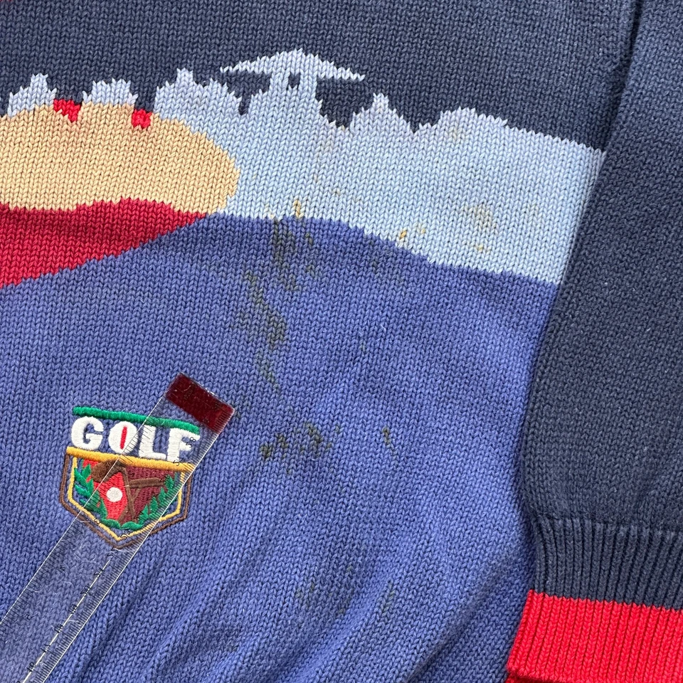 Vintage Par Four Sweater Mens 2XL Red Golf Heavyweight Knit Crewneck Pullover - Image 4 of 4