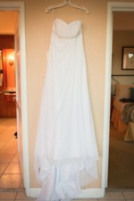 David's Bridal Extra Length Chiffon Soft Gown with Side Drape Wedding Dress