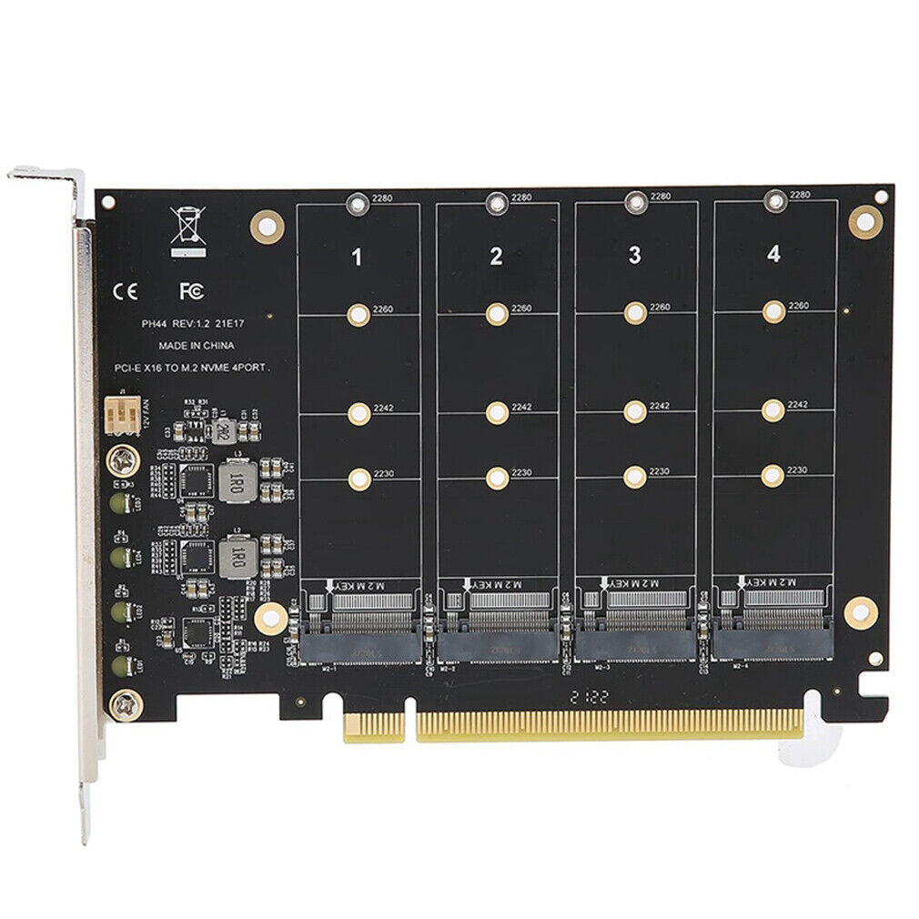 4 Port M.2 NVME SSD to PCIe 4.0 X16 Adapter 4 Disk Expansion Card 4 x 32Gbps