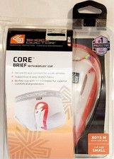 Shock Doctor Core Brief With Bioflex Cup, Waist 24-26 White/Red Boys Size-Medium