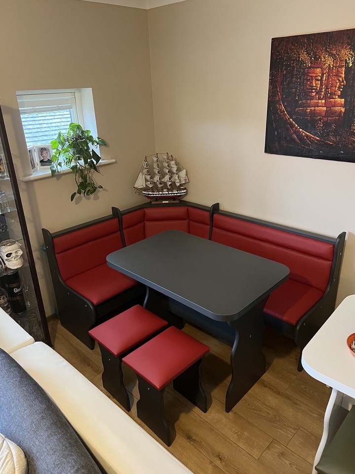 KITCHEN DINING CORNER SEATING BENCH TABLE 2 STOOLS WITH STORAGE | eBay UK