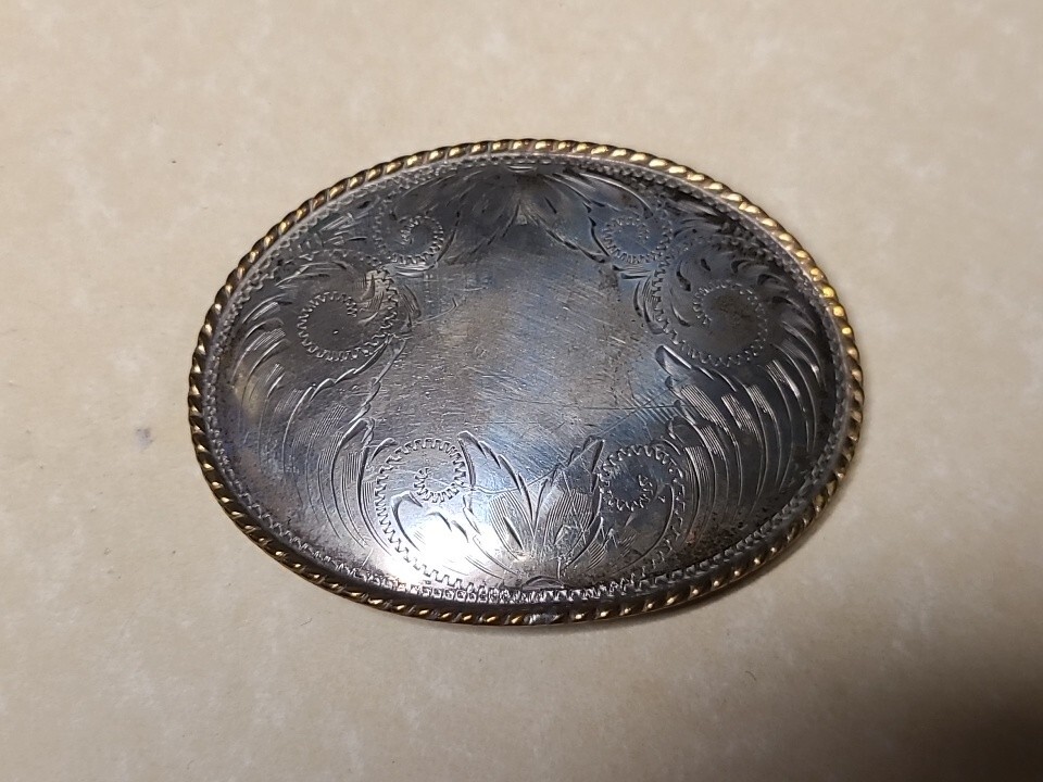 Vintage OVAL Comstock Silversmiths German Silver Belt Buckle  display picture 2