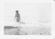 Vintage 1943 Pretty Woman Ocean 1940s Photo Swimsuit Bathing Suit California
