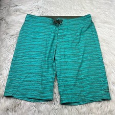 Prana Men's 38 Green Printed Sediment Board Shorts Swim
