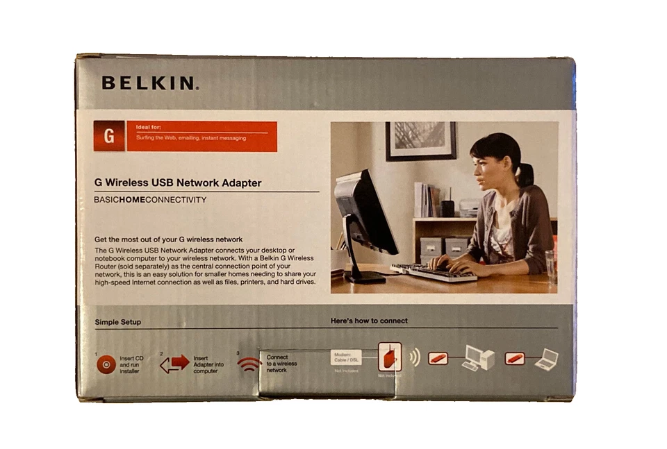 Belkin G Wireless USB Network Adapter Basic Home Connectivity - Image 3 of 4