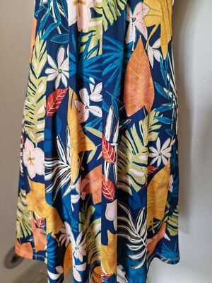 Robe D'été Imprimée Floral Cassis - Tons Jaune, Orange, Bleu, Taille 38, Occasion En Très Bon état