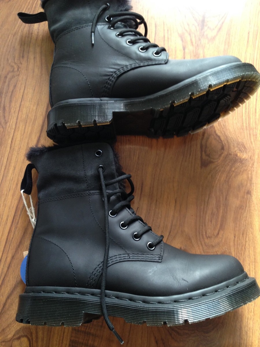 Dr Martens Kolbert Snowplow Wintergrip Black Leather Fur Lined