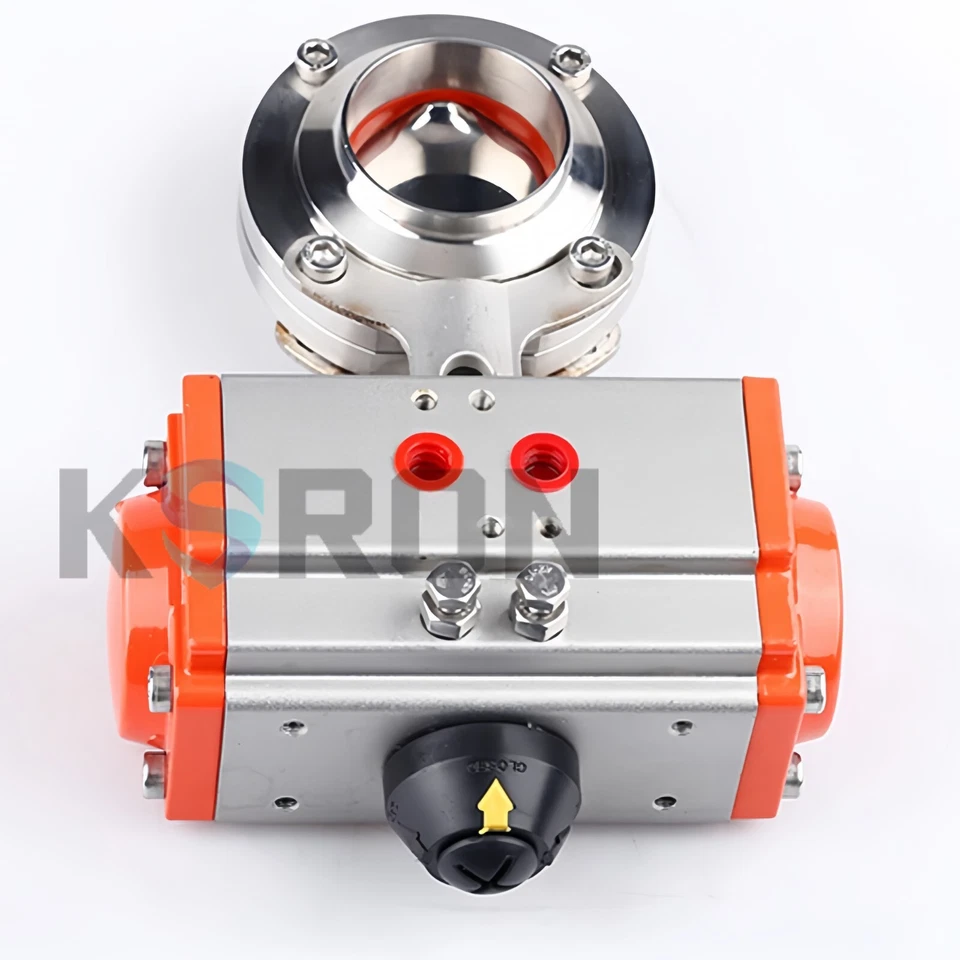 3-дюймовый санитарный сварной пневматический дроссельный клапан пищевого класса Ø76 мм SS316 - Изображение 3 из 4