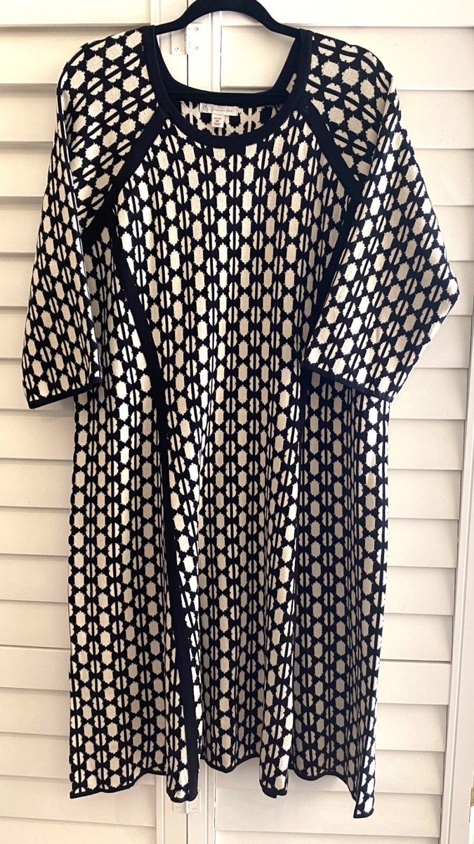 NWT Dress Barn Black & Cream Knit Business Casual Sweater Dress Women Sz 3X