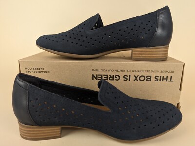 Clarks Juliet Hayes Slip On Loafers Shoes Womens M Navy