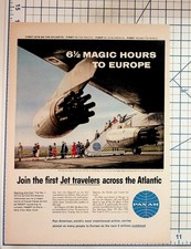 Vintage 1950s Pan Am Boeing 707 Jet Clipper Ad New York Europe Travel