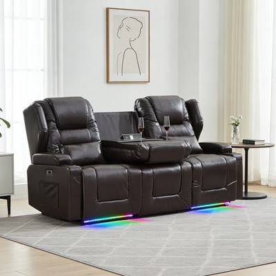 3 Seater Recliner Sofas Power Reclining Sofa with Console Home Theater Seating