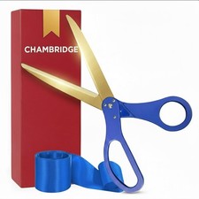Big Ribbon Cutting Ceremony Kit - 25 Inch Blue Scissors for Grand Opening and...