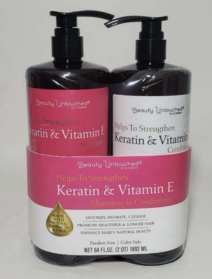 Beauty Untouched Keratin & Vitamin E 32oz Shampoo & Conditioner Set-NEW