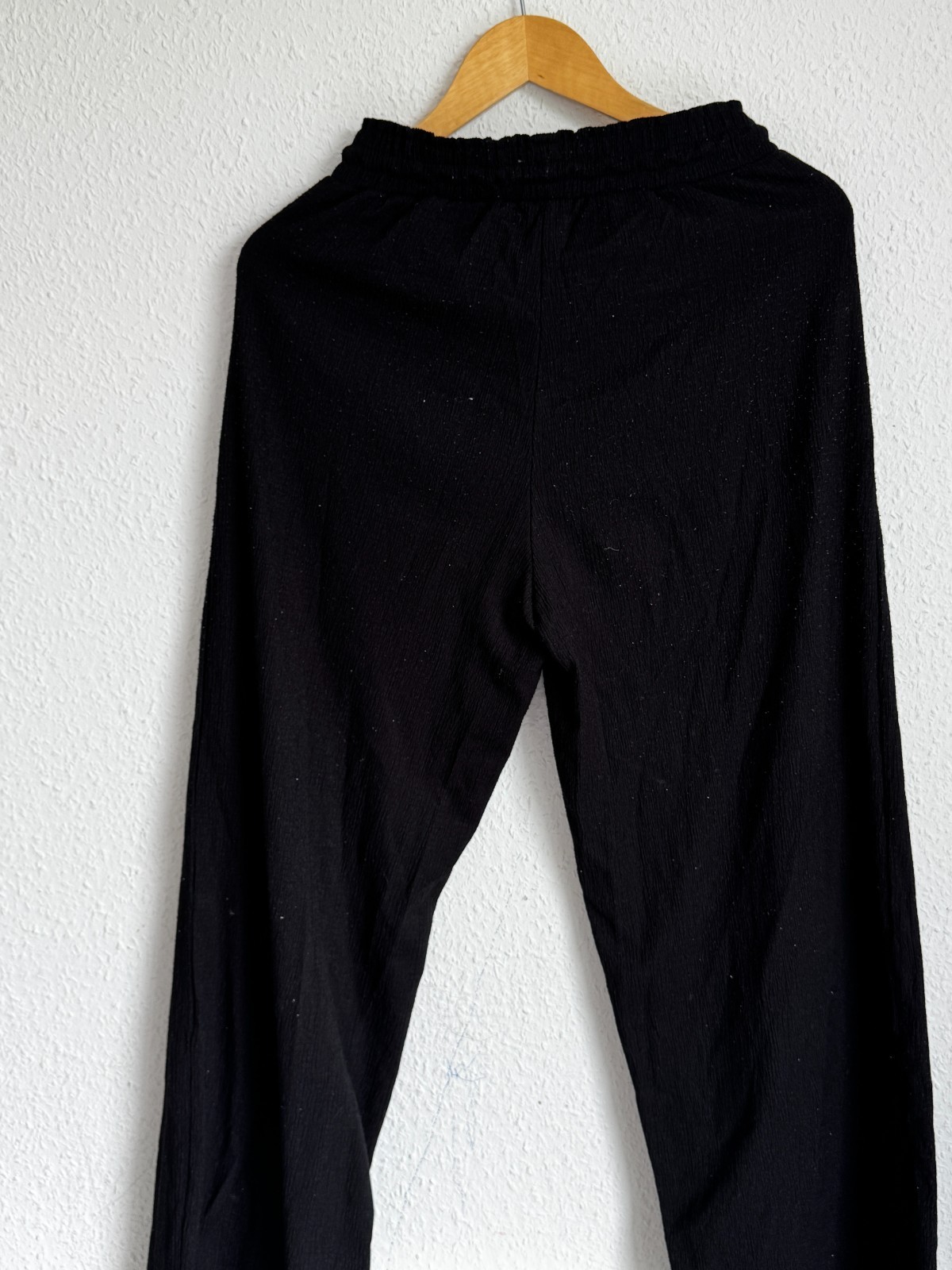 FSISTER Black High-Waisted Textured Lounge Pants with Tassel Drawstring image 7