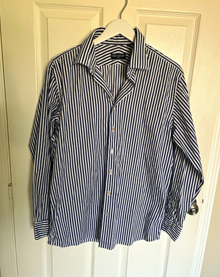 Spier & Mackay Slim Fit Dress Shirt Blue/White Stripe 16.5 34 100% Cotton