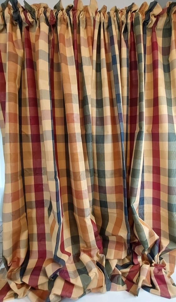 Занавески деревенские муар буйвол в клетку драгоценные камни без подкладки 2 панели 50x64"" - Изображение 2 из 4