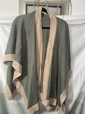 Gray Beige Knit Acrylic Shawl Wrap for Women, Solid Pattern, Hand Wash Only