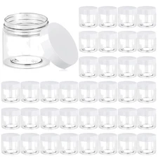 36 Pack 6 OZ Plastic Jars Round Clear Cosmetic Container Jars with White Lids...