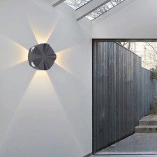 B- Wall Sconce LED Simple Round Aluminum Outdoor Waterproof Black Wall Light 5W