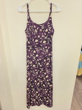 Vintage 90s Plum Floral Slip Dress Midi DBY Boho Cottagecore Minimalist