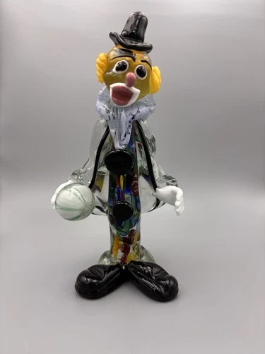 Murano Vintage Hand Blown Art Glass Clown Figurine Multicolor Venetian J.I.CO