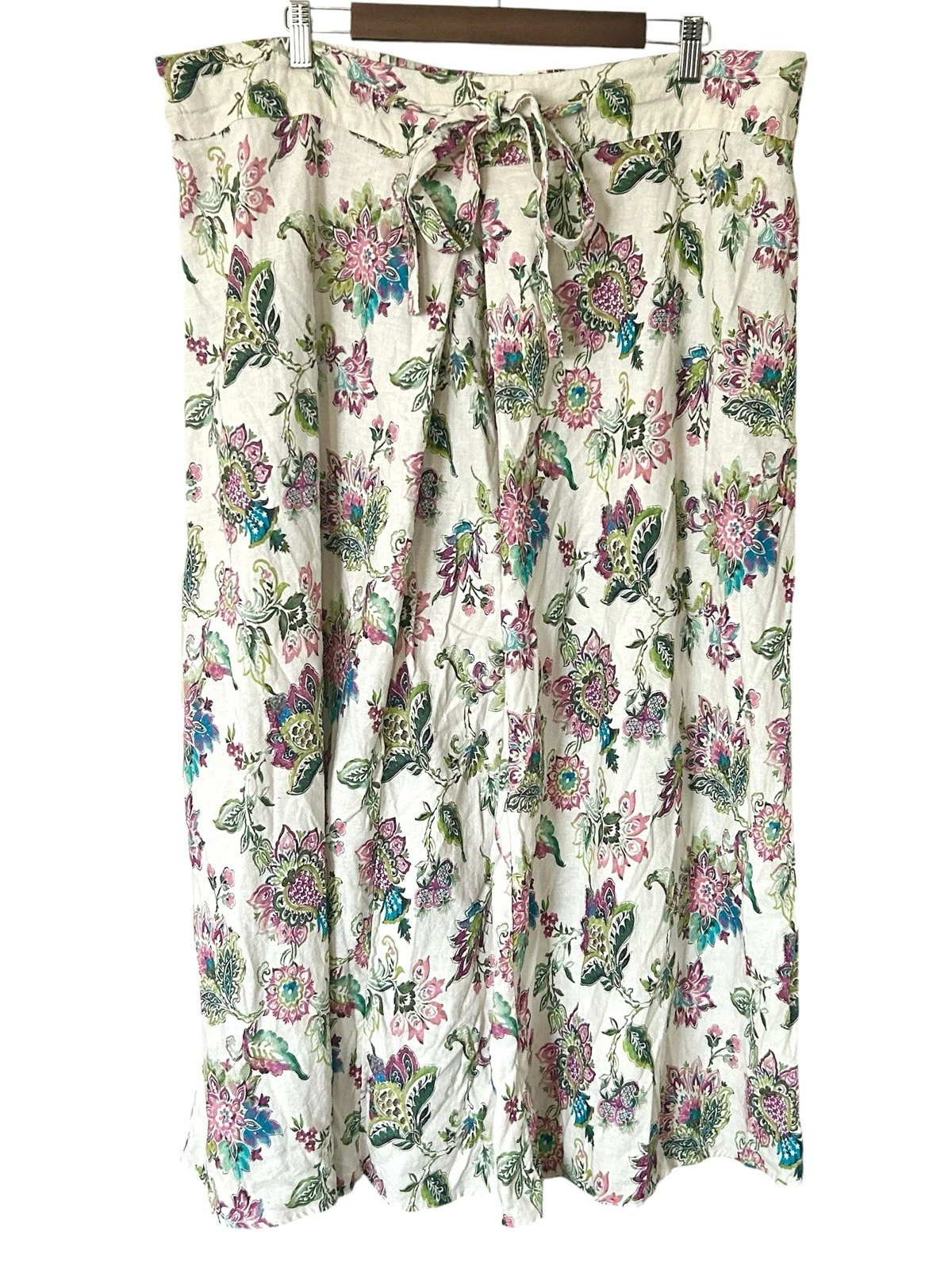 Soft Surroundings Skirt Women’s Jordan Linen Ipanema Floral Maxi Size 1X Boho