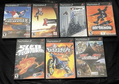 PS2 Extreme Sports Bundle 7 Games: Tony Hawk Pro Skater 3, X Games, Freekstyle +