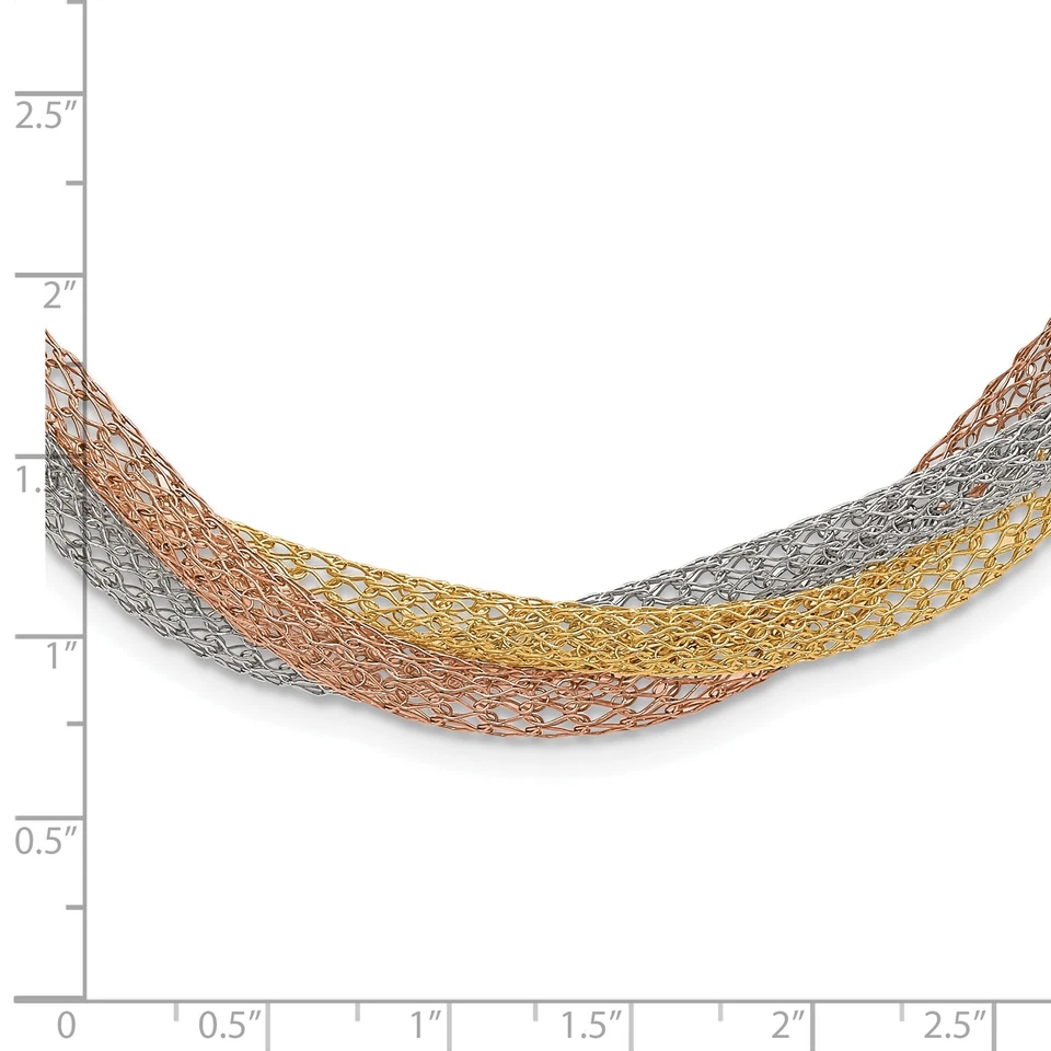 Collar de malla trenzada chapado en IP amarillo y rosa de acero inoxidable SRN1680 Foto 4 de 4