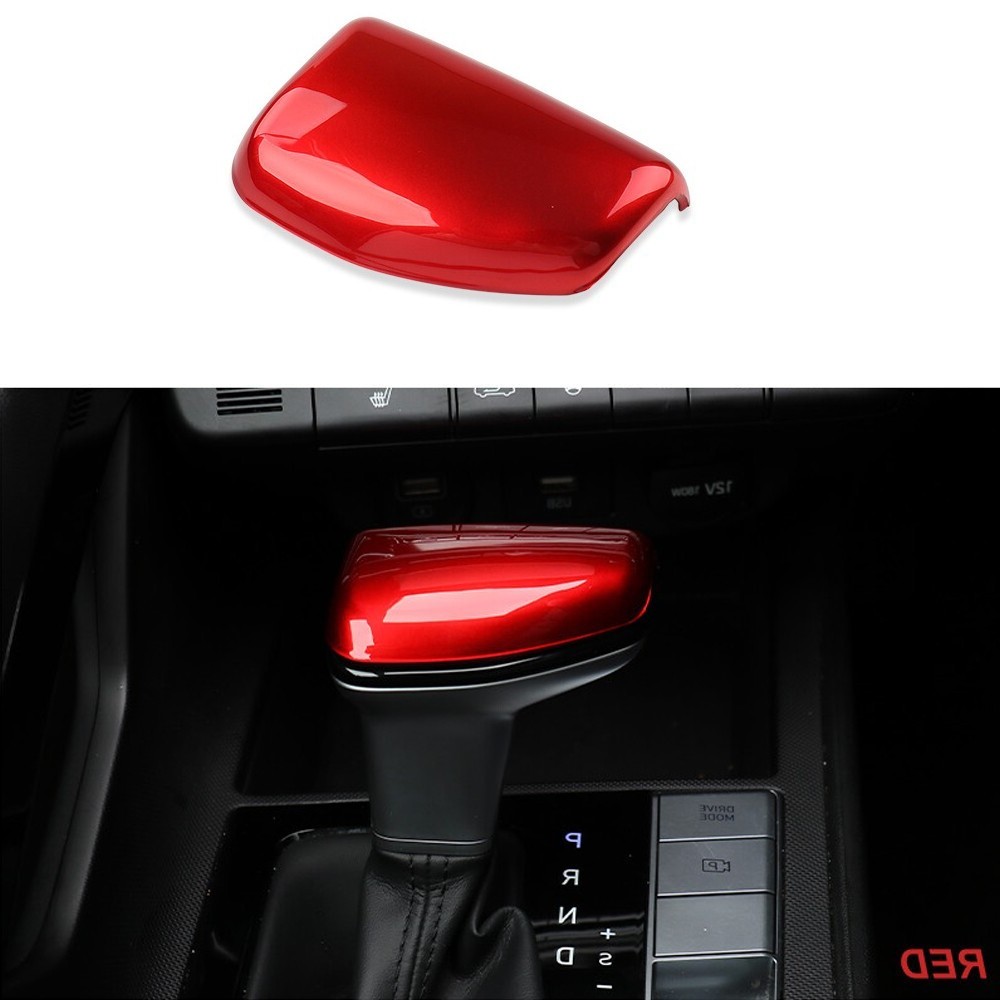 Red Gear Shift Lever Knob Cover Trim For Hyundai Elantra Tucson Santa Cruz RHD