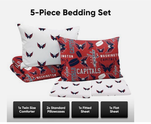 NHL Comforter Set Vegas Knights Red Wings BRUINS PENGUINS Blackhawks Kraken NEW - Afbeelding 4 van 63