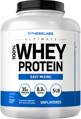 Whey Protein Powder Unflavored | 5 lbs | 80 oz | Easy Mix | by Fitness Labs