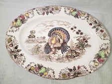 Vintage Turkey Platter, Serving Tray, Thanksgiving Christmas, Made in Japan