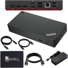 Lenovo Thinkpad 4K Docking Station USB-C Ports Dual Monitor Bundle 40AY0090US