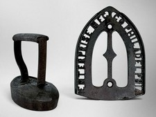 Antique Enterprise Mfg Philadelphia Cast Iron Sad Iron Trivet w/ Flat Iron